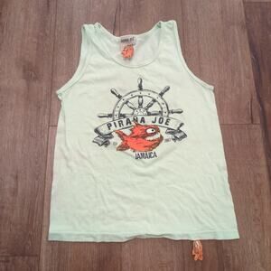Piranha Joe Jamaica Men's Small Tank Top Shirt Surf Boat Fish Ocean Workout Gym